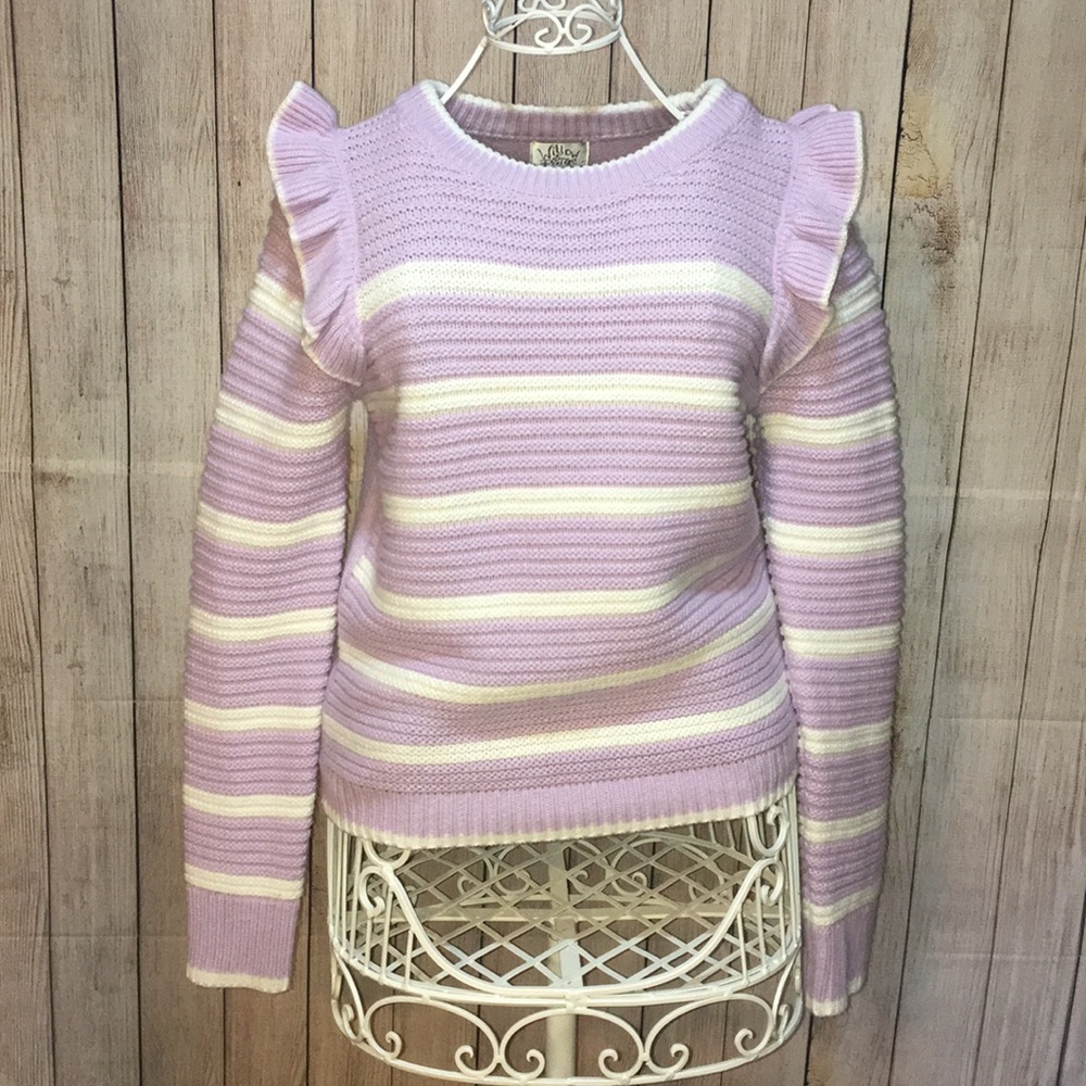 ASOS Striped Ruffle Sleeve Sweater